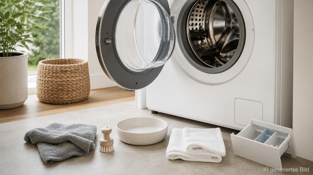 Schublade einer Waschmaschine wird gereinigt